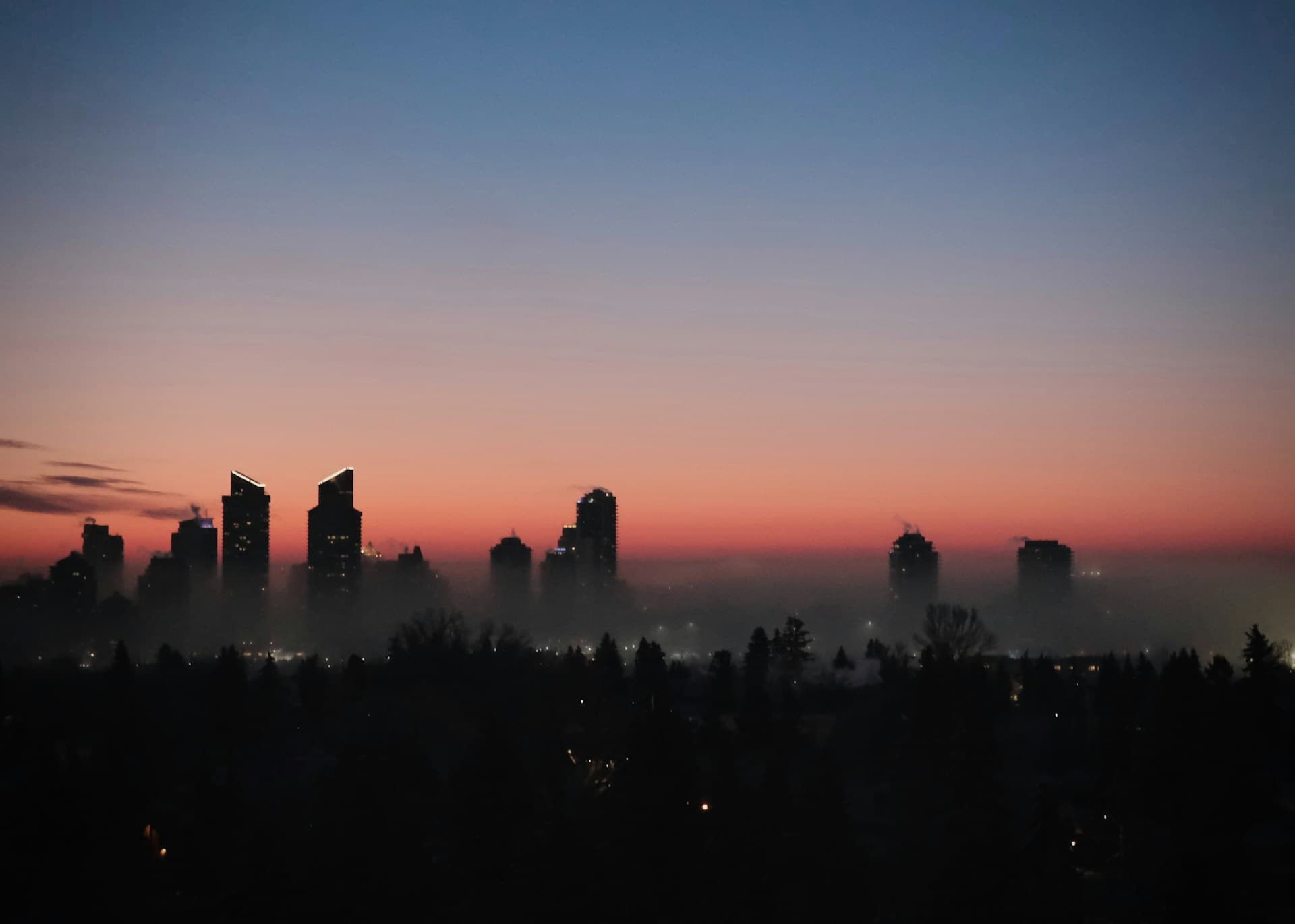 City skyline at dawn